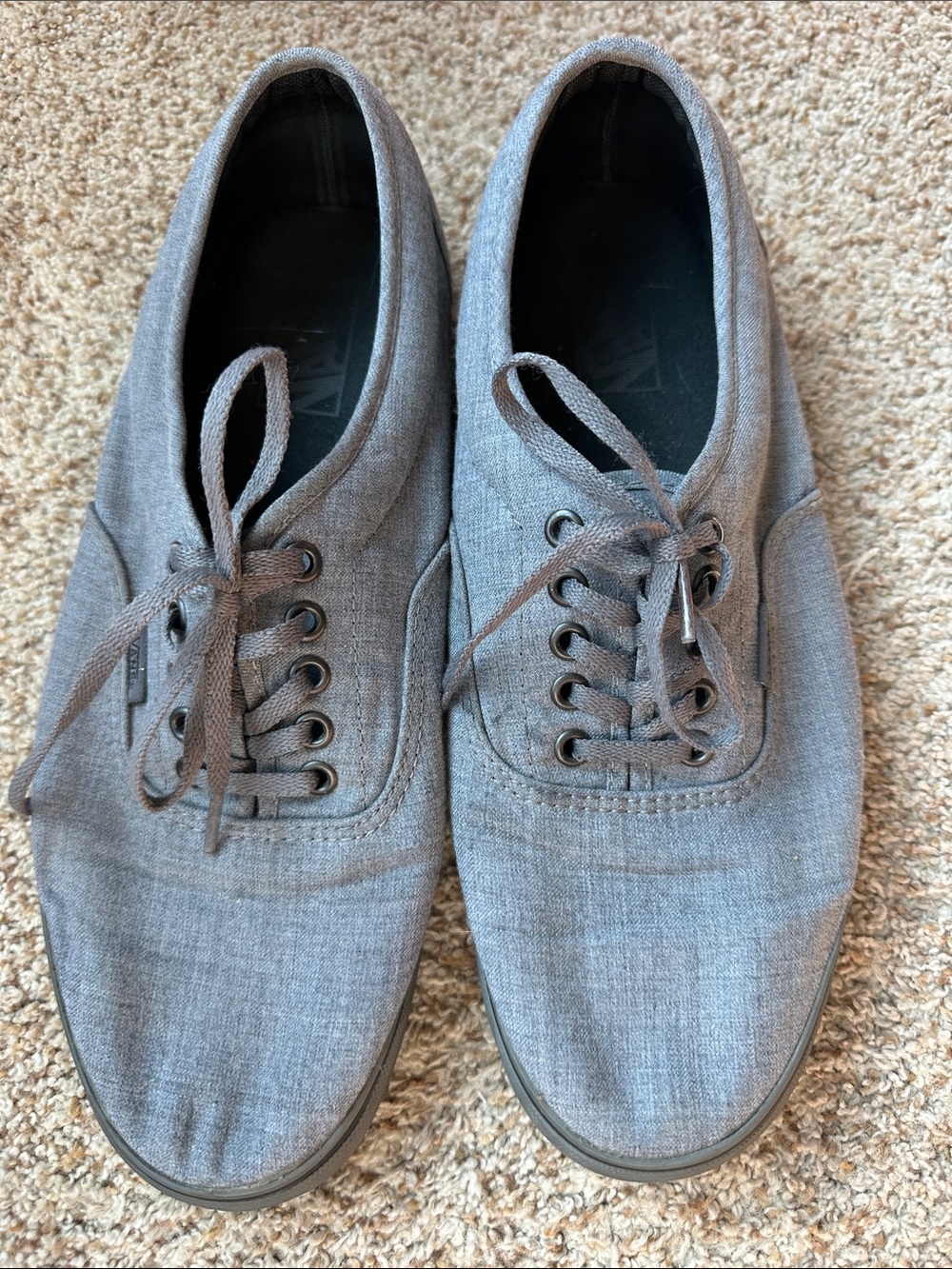 Vans Men's Gray Canvas Lace-Up Sneakers